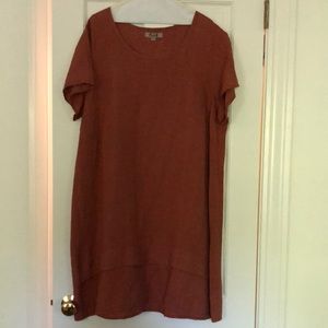 Burnt Orange Linen Dress - by FLAX -Sz L